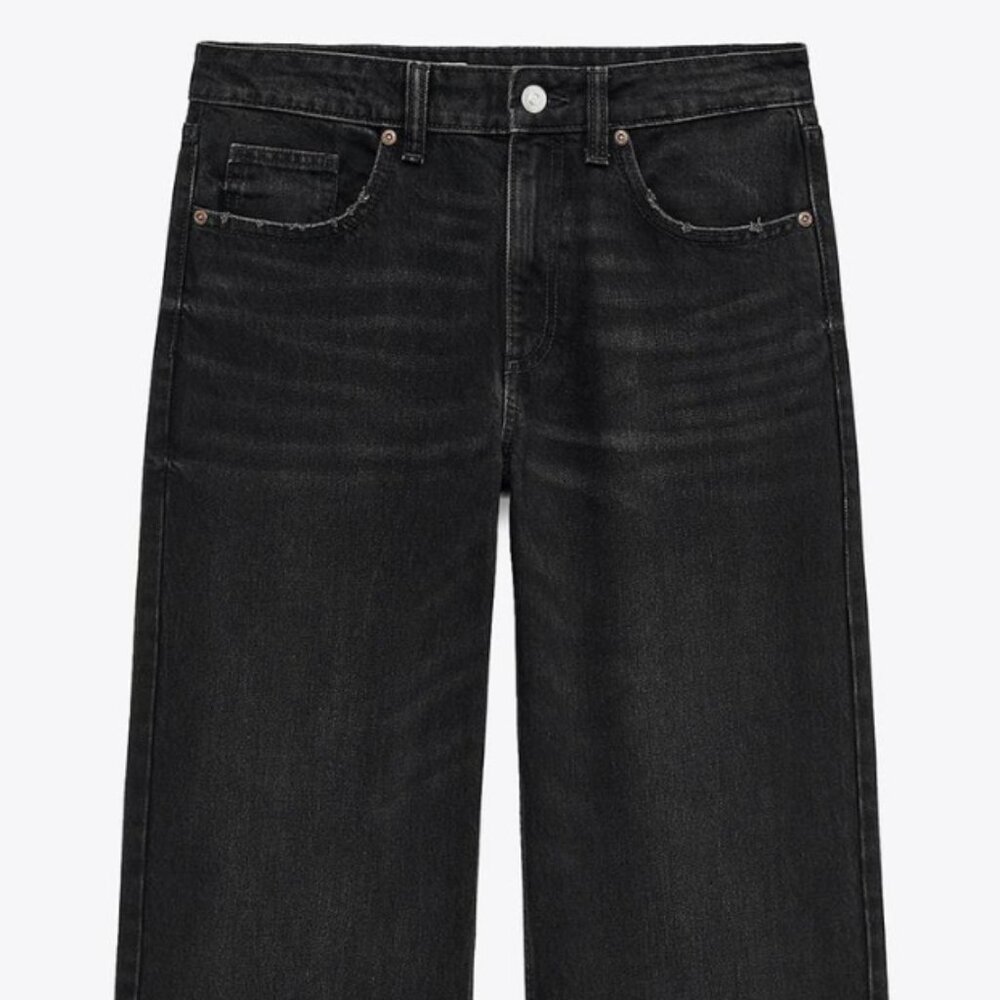 ZARA FULL LENGTH TRF MID-RISE WIDE LEG JEANS